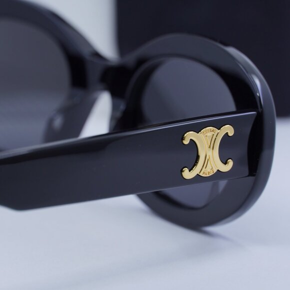 Celine CL40194U 01A Oval Sunglasses - Black/Smoke - Picture 9 of 14